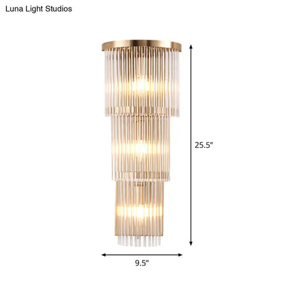Gold crystal triangle sconce with glass prisms and gold frame, 25.5in tall x 9.5in wide on Tampa Home & Garden Store