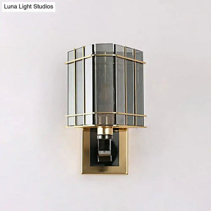 Gold Crystal Triangle Sconce with brass frame and smoky glass panels Decorbites on Tampa Home & Garden Store