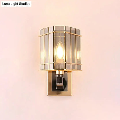 Gold crystal triangle sconce by Decorbites, glass panel grid, brass finish, wall-mounted glow on Tampa Home & Garden Store