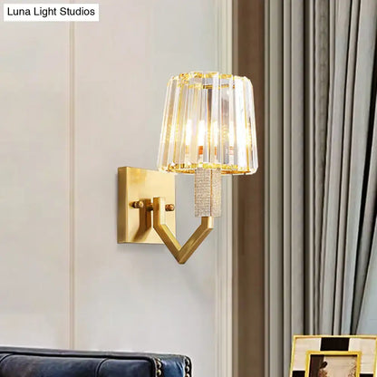 Gold Crystal Prism Wall Light wall sconce with gold finish and crystal shade Decorbites on Tampa Home & Garden Store