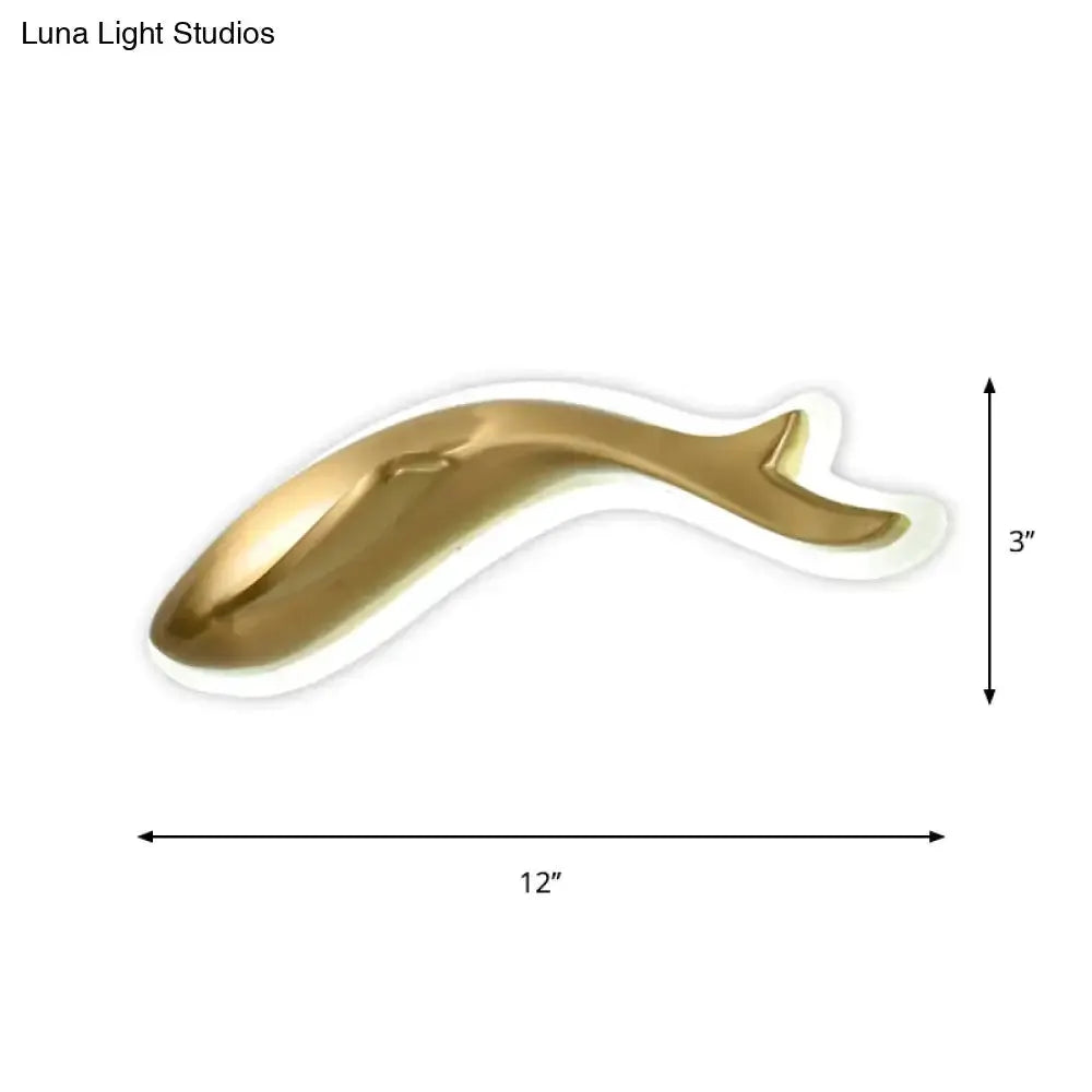 Gold Led Dolphin Wall Sconce Light For Bedroom
