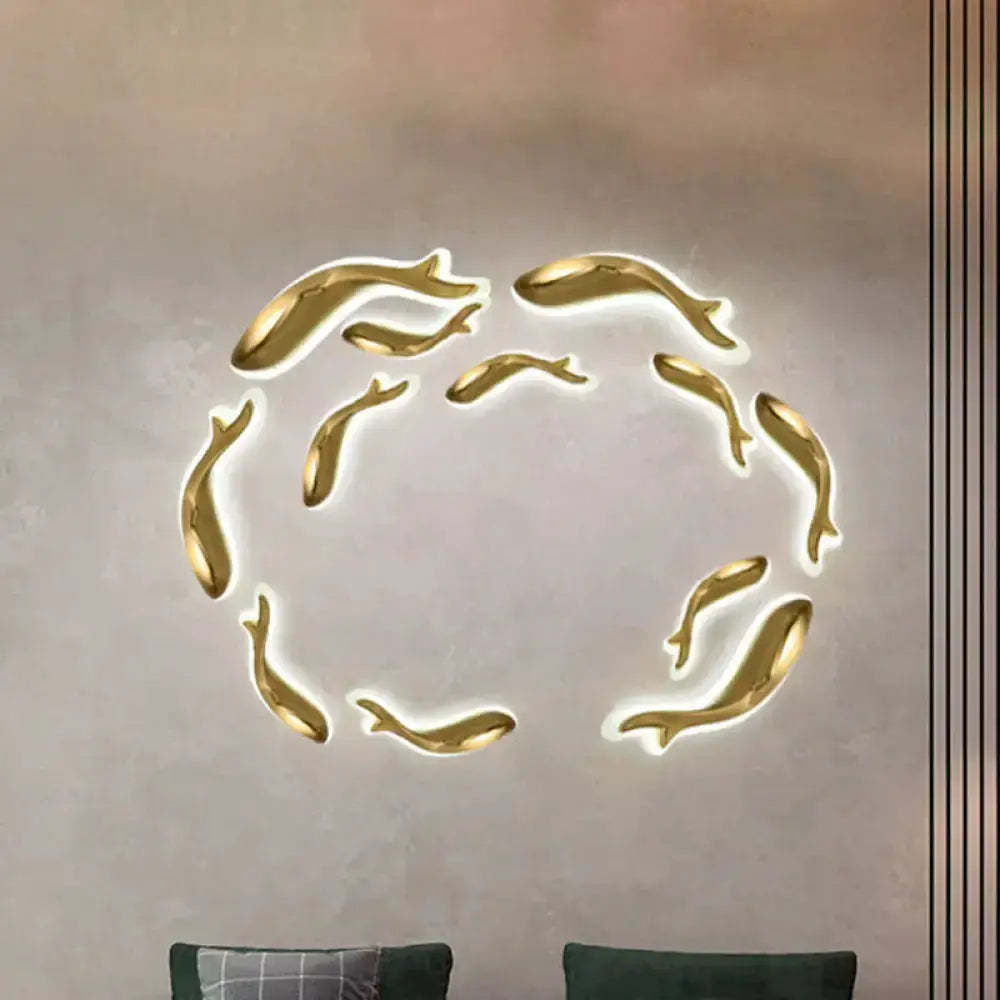 Gold Led Dolphin Wall Sconce Light For Bedroom