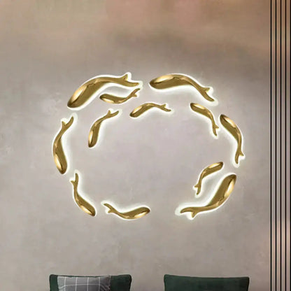 Gold Led Dolphin Wall Sconce Light For Bedroom