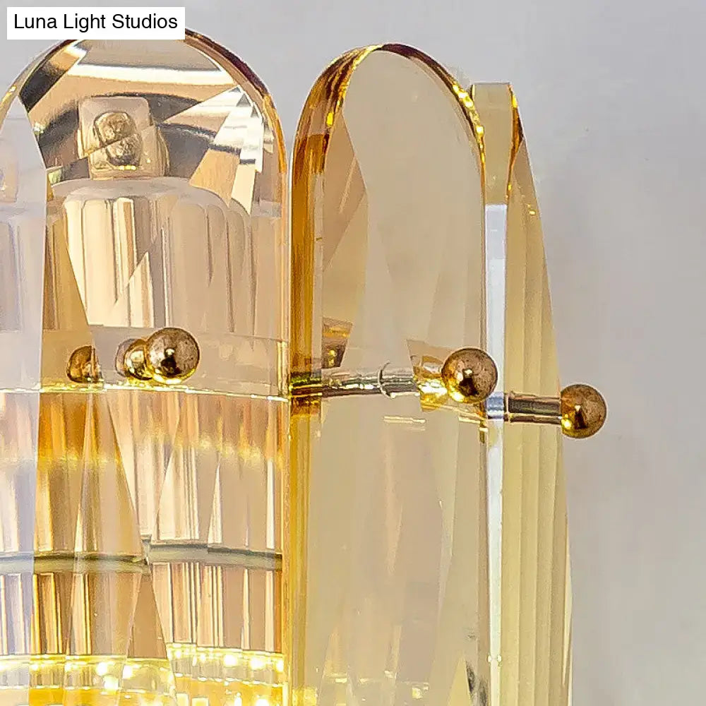 Gold Faceted Crystal Sconce by Decorbites; amber-toned glass with gold hardware on Tampa Home & Garden Store