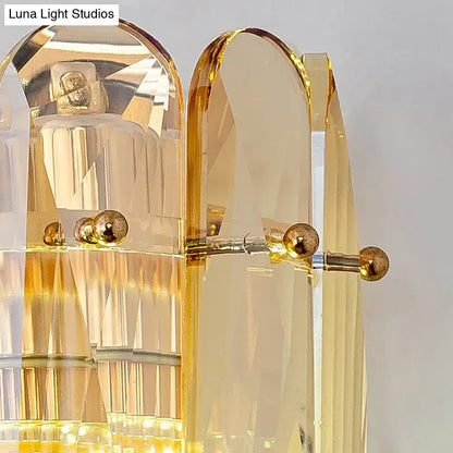 Gold Faceted Crystal Sconce by Decorbites; amber-toned glass with gold hardware on Tampa Home & Garden Store