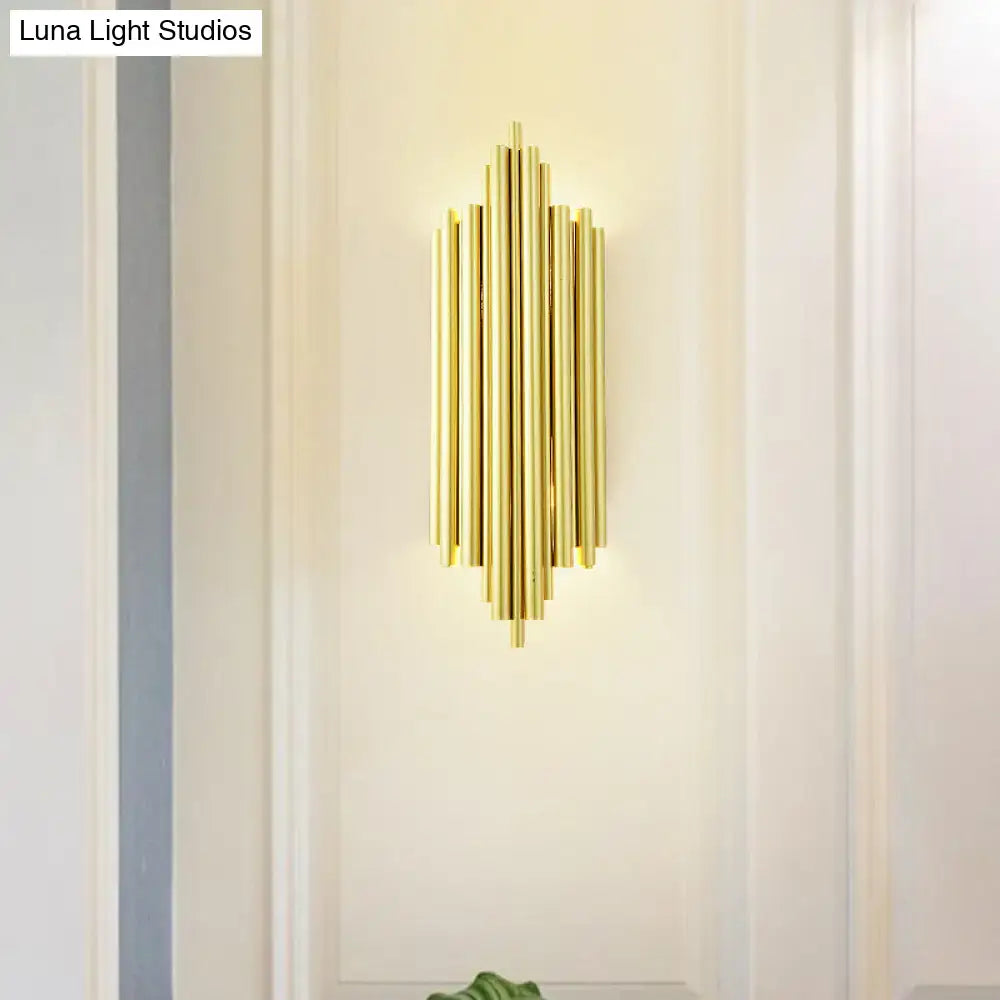 Gold Flute Wall Sconce in gold-tone metal with vertical flute rods Decorbites on Tampa Home & Garden Store