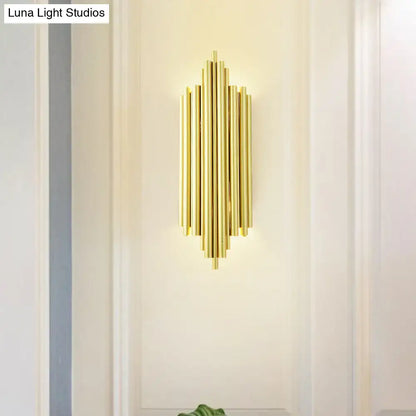 Gold Flute Wall Sconce in gold-tone metal with vertical flute rods Decorbites on Tampa Home & Garden Store