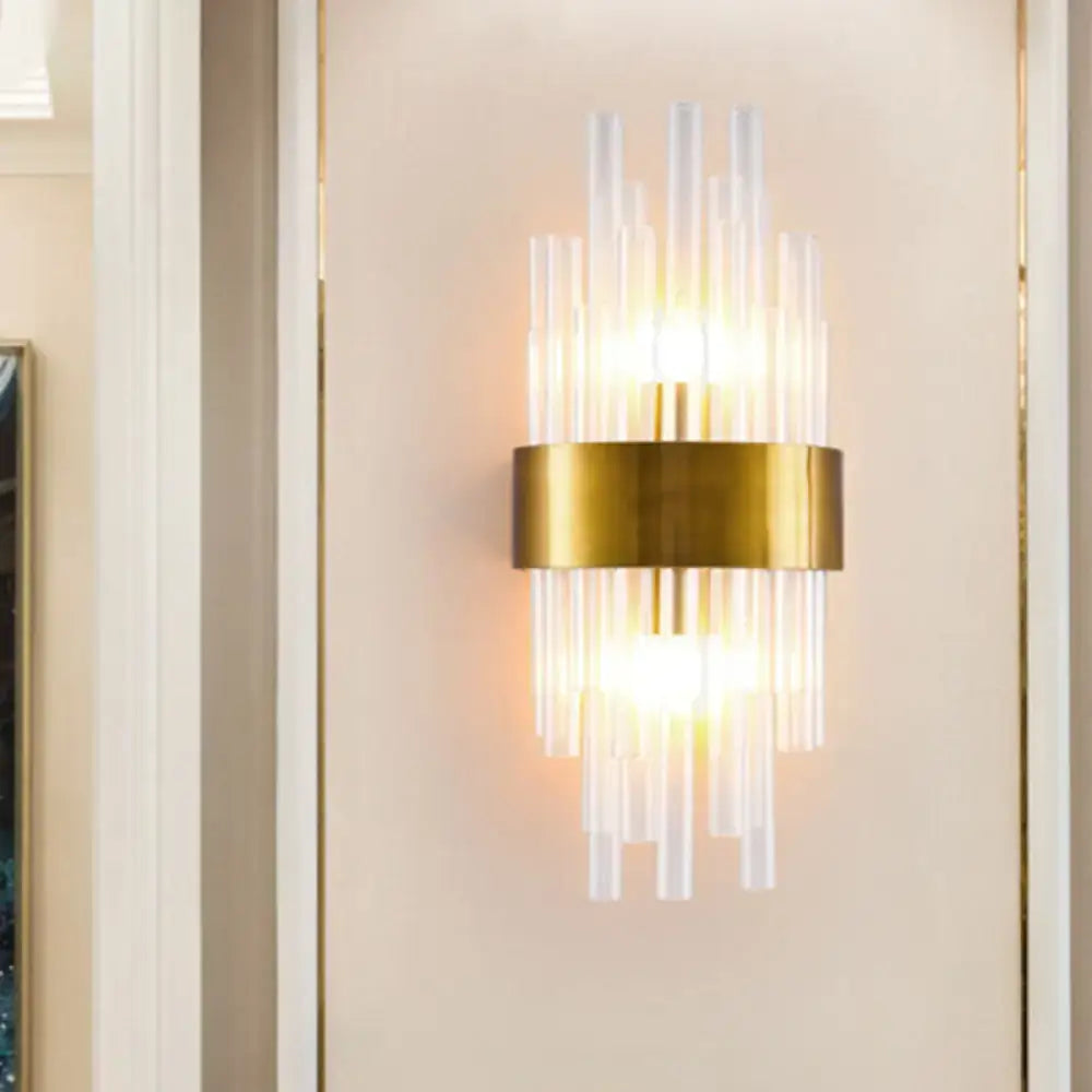 Gold Fluted Crystal Sconce with Brass Band by Decorbites on Tampa Home & Garden Store