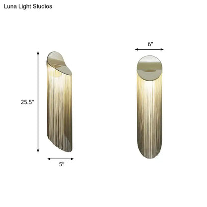 Decorbites Gold Fringed Wall Sconce with gold fringe strands and curved top on Tampa Home & Garden Store
