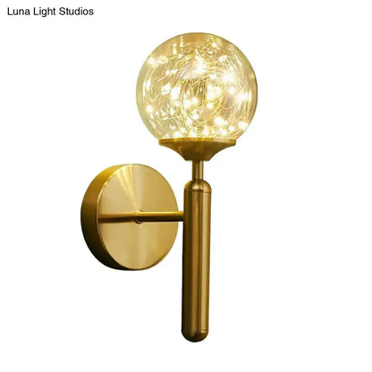 Gold Glass Globe Wall Light Fixture Starry LEDs