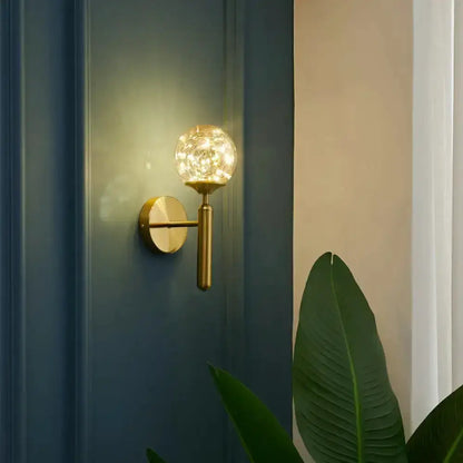 Gold Glass Globe Wall Light Fixture Starry LEDs