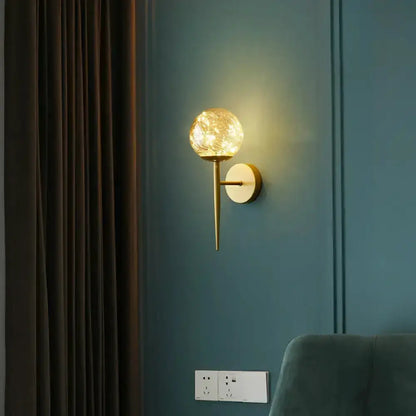 Gold Glass Globe Wall Light Fixture Starry LEDs