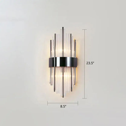 Gold K9 Crystal Rod Dual-Light Sconce with crystal rods and chrome band Decorbites on Tampa Home & Garden Store