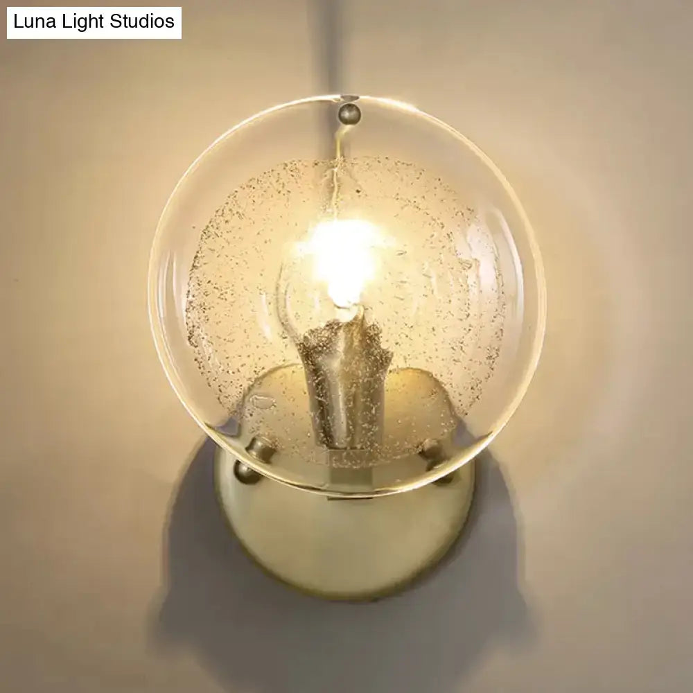 Gold Silver Glass Wall Sconce by Decorbites with clear bubble glass globe and metal base on Tampa Home & Garden Store