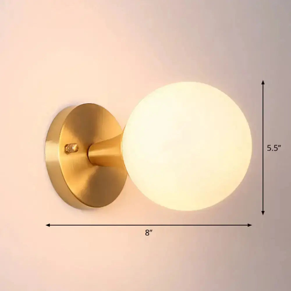 Postmodern Gold Milk Glass Globe Sconce Light