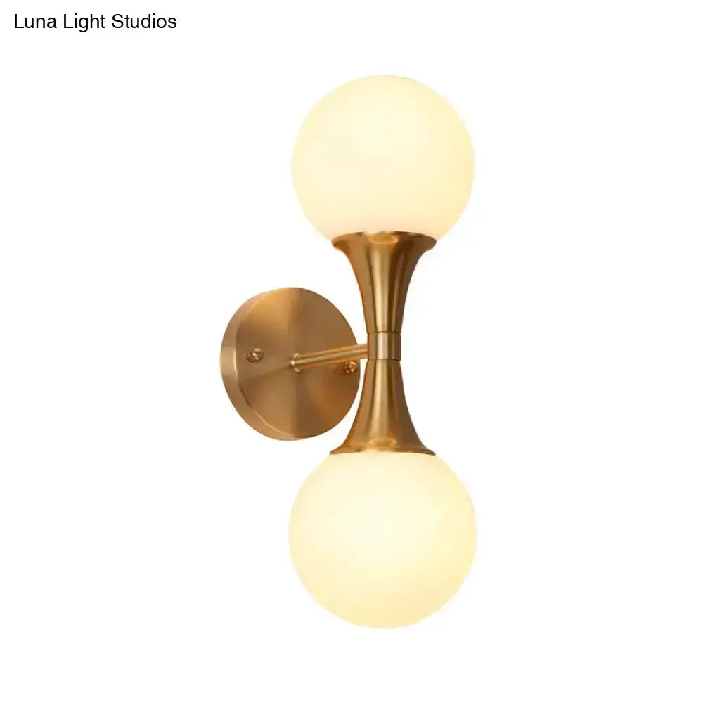 Postmodern Gold Milk Glass Globe Sconce Light