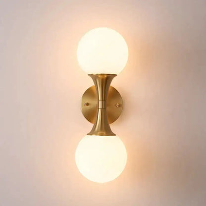 Postmodern Gold Milk Glass Globe Sconce Light