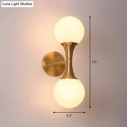Postmodern Gold Milk Glass Globe Sconce Light