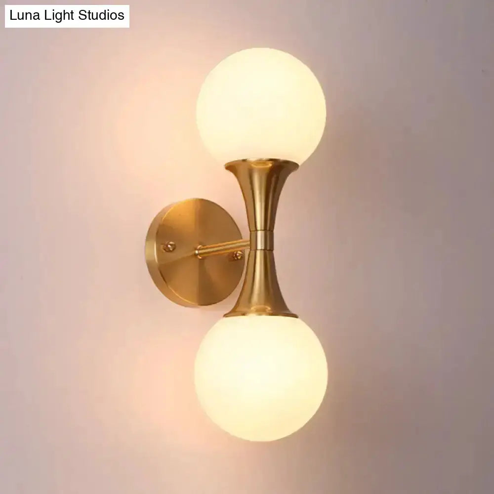 Postmodern Gold Milk Glass Globe Sconce Light