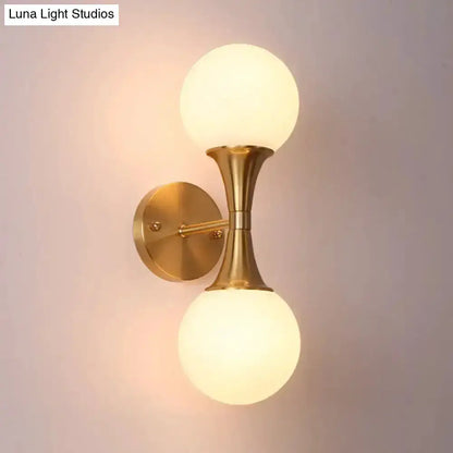 Postmodern Gold Milk Glass Globe Sconce Light