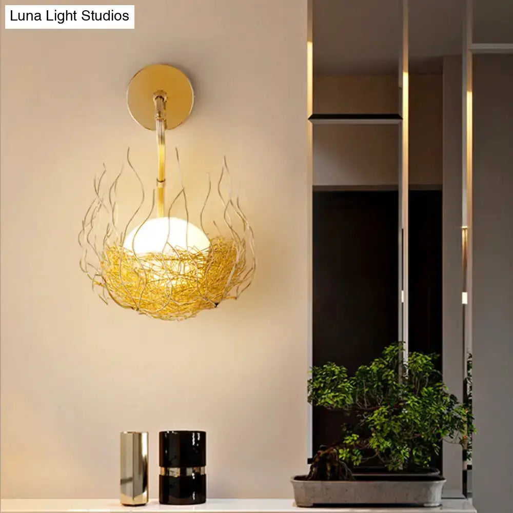 Postmodern gold nest globe glass wall light fixture sconce on Tampa Home & Garden Store
