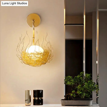 Postmodern gold nest globe glass wall light fixture sconce on Tampa Home & Garden Store