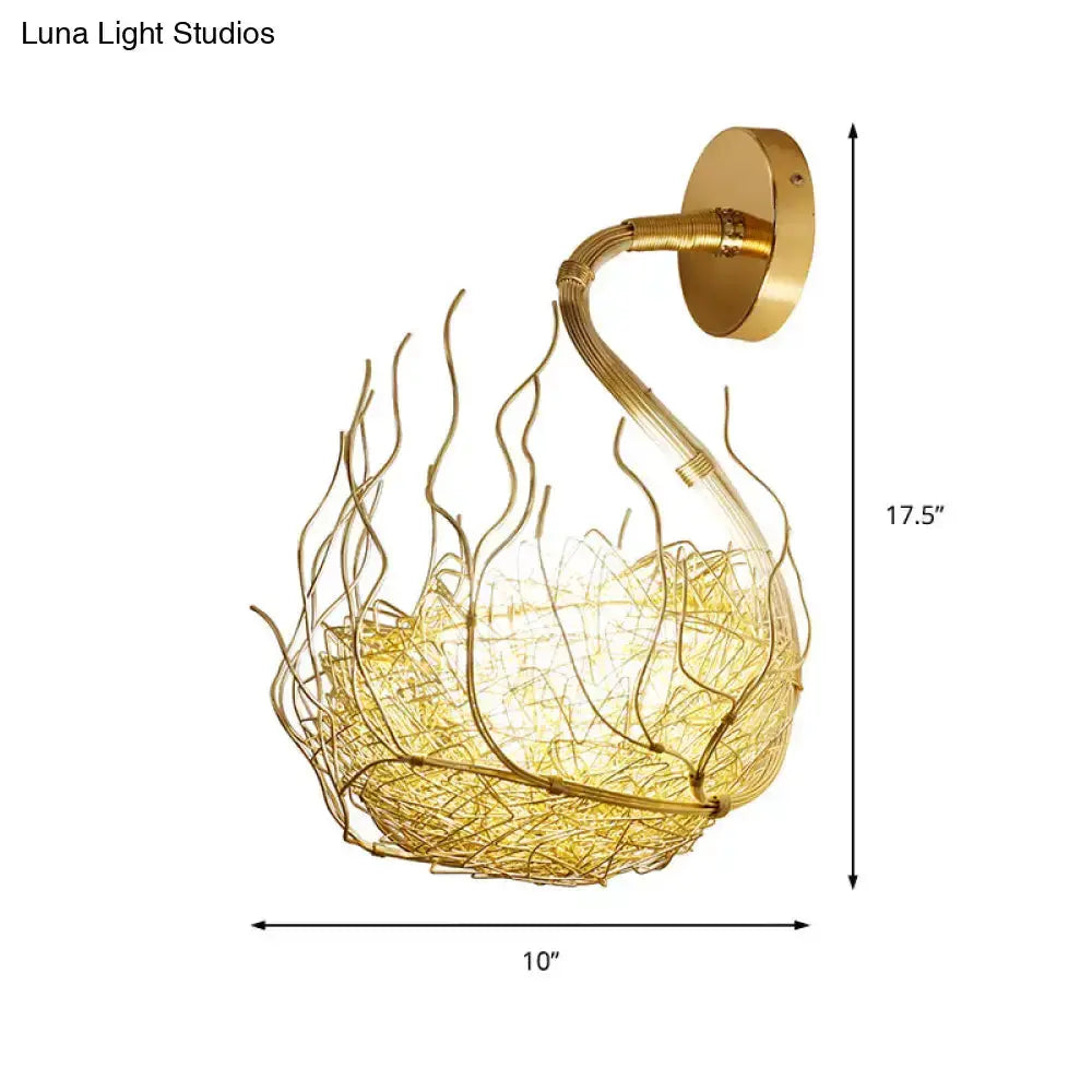 Postmodern gold nest globe glass wall sconce for bedroom by Decorbites on Tampa Home & Garden Store
