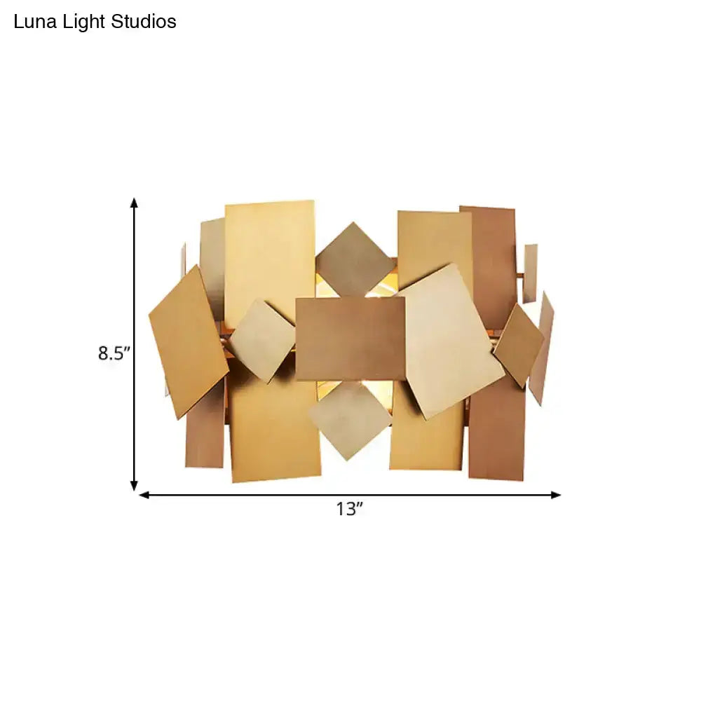 Postmodern Gold Stacked Panel Sconce Light