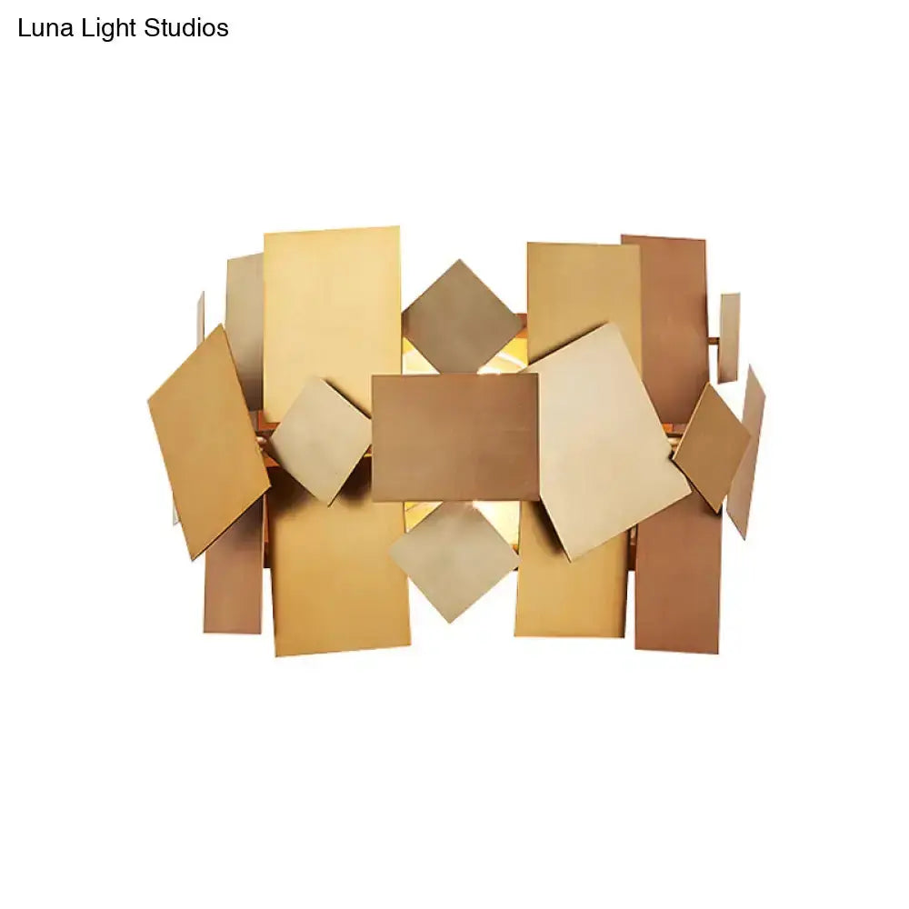 Postmodern Gold Stacked Panel Sconce Light