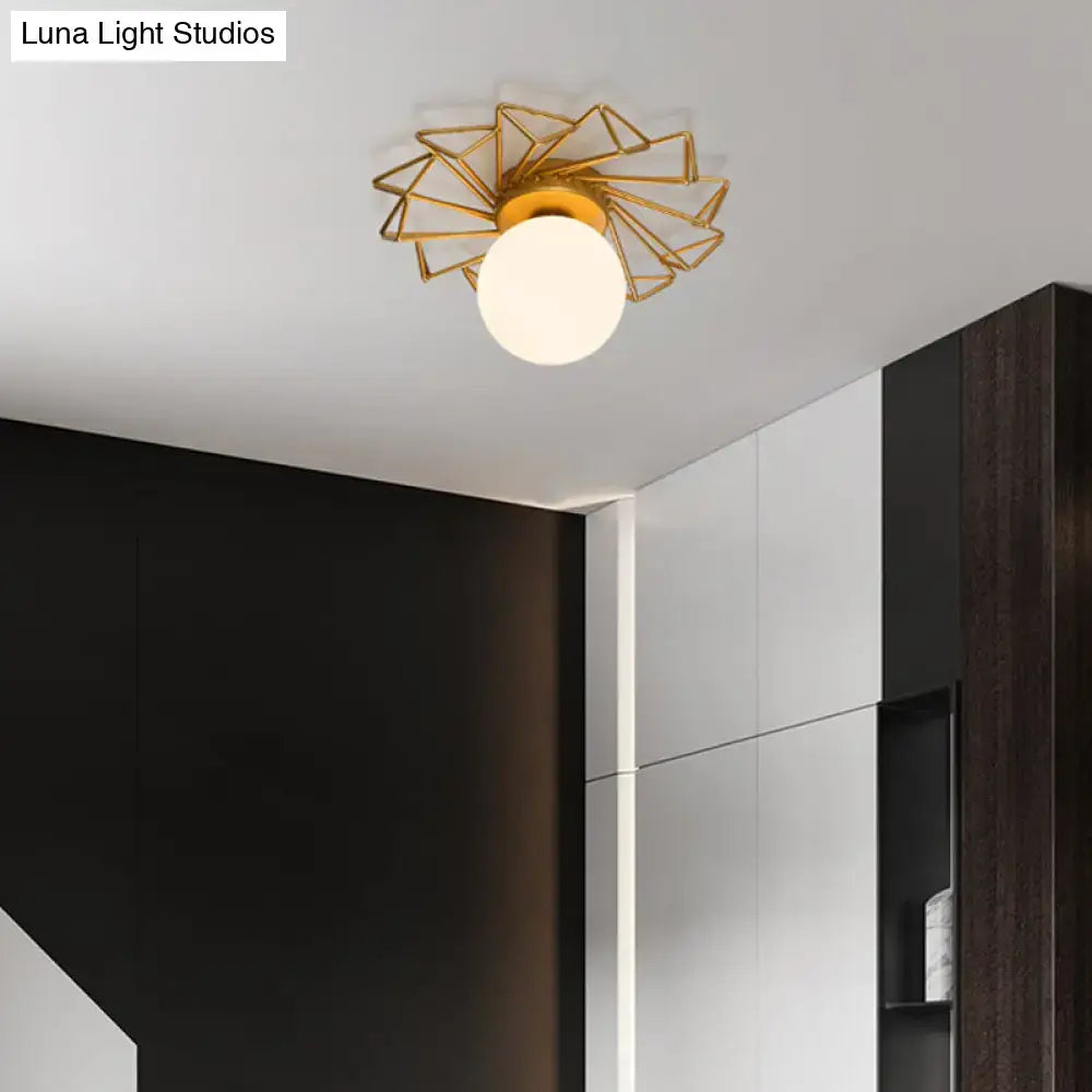Gold sunburst flush mount ceiling light with white globe shade, Decorbites, modern kitchen on Tampa Home & Garden Store