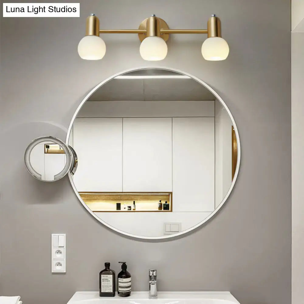 Versatile Swivel Dome Milk Glass Vanity Light - Postmodern Brass Wall Lamp for Bath Décor