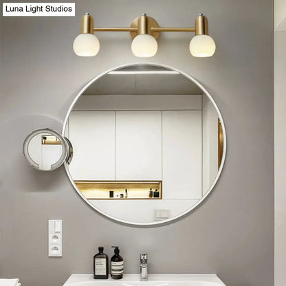 Versatile Swivel Dome Milk Glass Vanity Light - Postmodern Brass Wall Lamp for Bath Décor