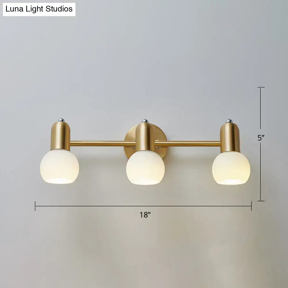 Versatile Swivel Dome Milk Glass Vanity Light - Postmodern Brass Wall Lamp for Bath Décor