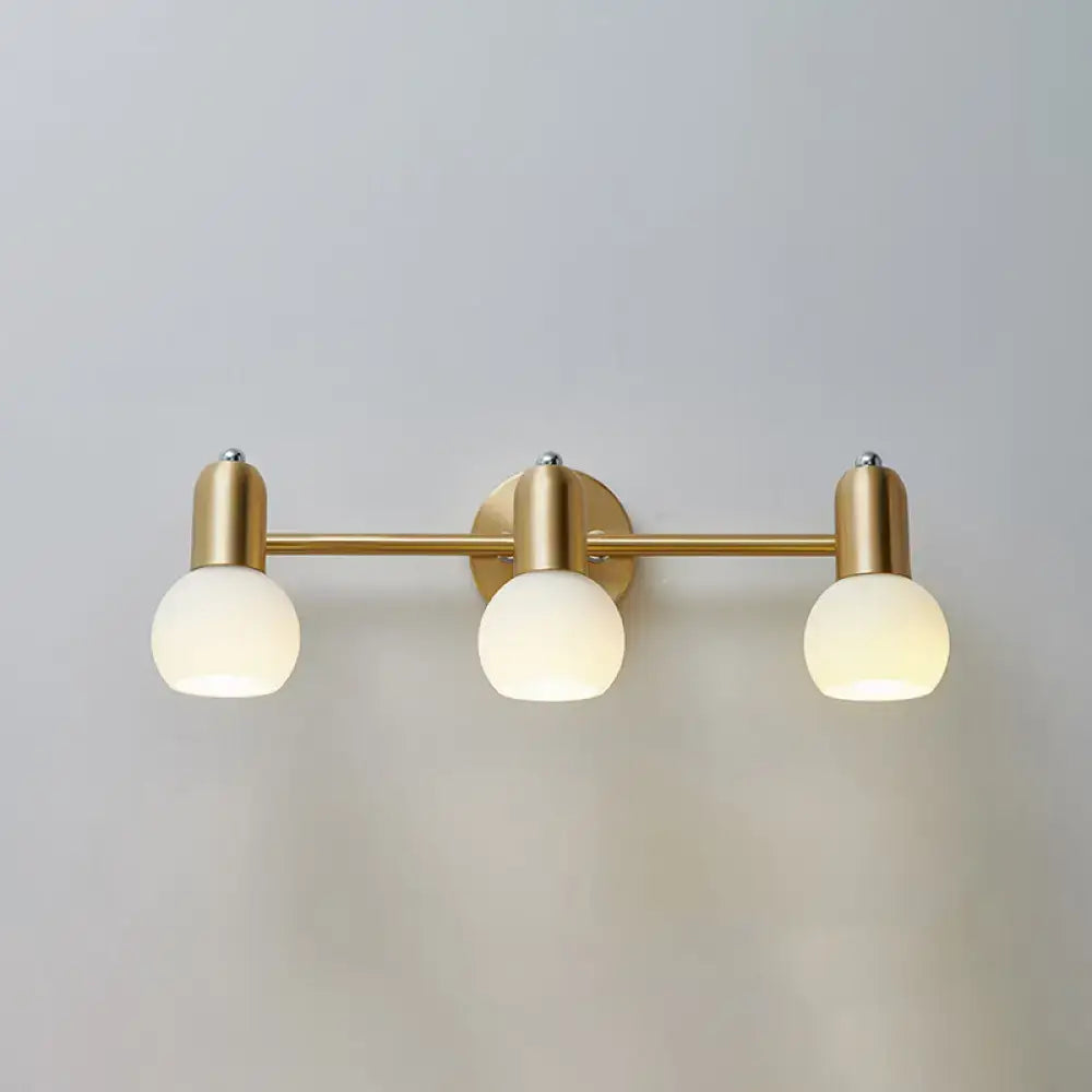 Versatile Swivel Dome Milk Glass Vanity Light - Postmodern Brass Wall Lamp for Bath Décor