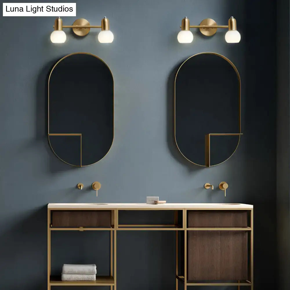 Versatile Swivel Dome Milk Glass Vanity Light - Postmodern Brass Wall Lamp for Bath Décor