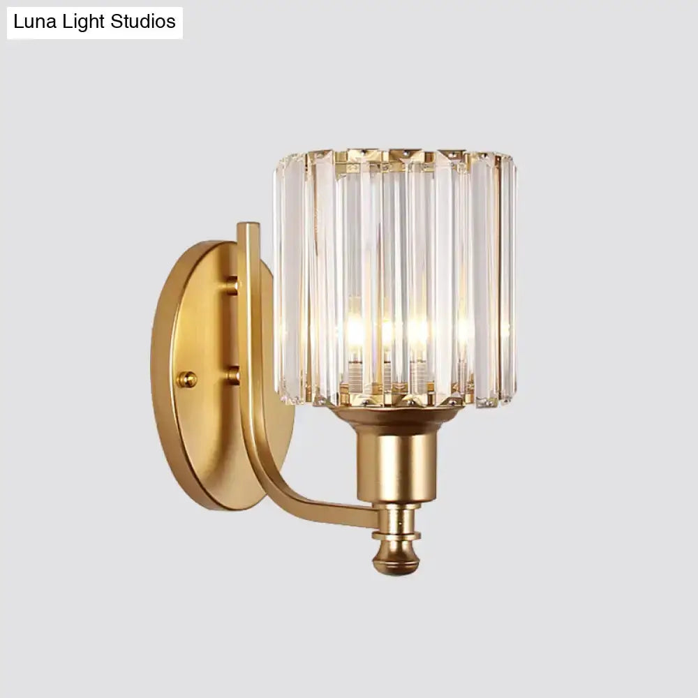 Postmodern Gold Wall Lamp With Crystal Shade