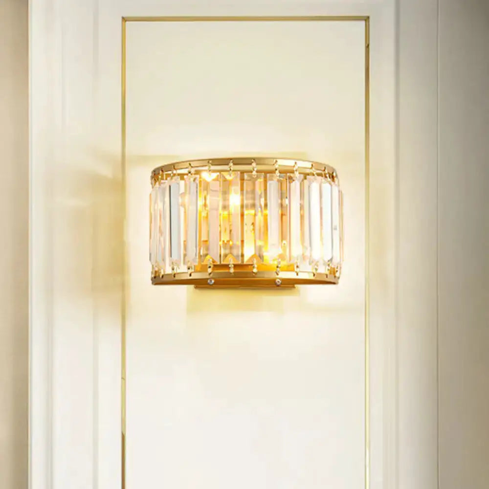 Postmodern Gold Wall Lamp With Crystal Shade