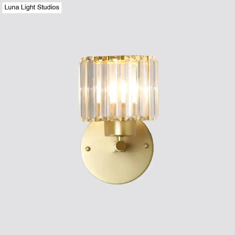 Postmodern Gold Wall Lamp With Crystal Shade