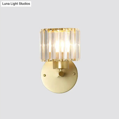 Postmodern Gold Wall Lamp With Crystal Shade