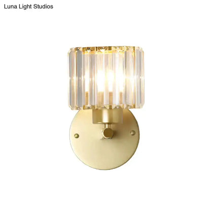 Postmodern Gold Wall Lamp With Crystal Shade