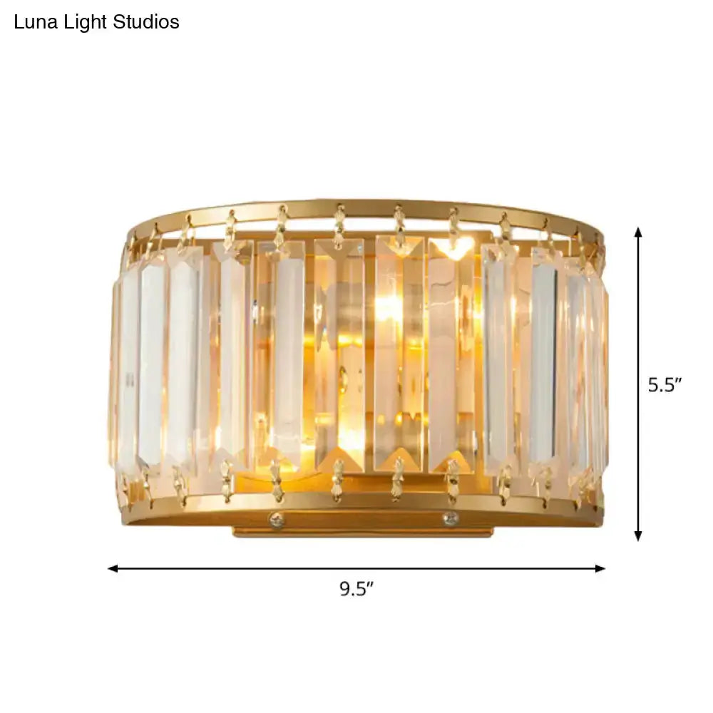 Postmodern Gold Wall Lamp With Crystal Shade
