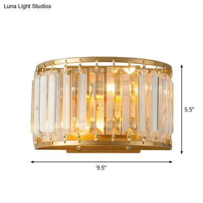 Postmodern Gold Wall Lamp With Crystal Shade