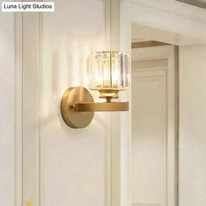 Postmodern Gold Wall Lamp With Crystal Shade