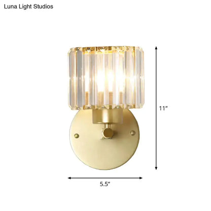 Postmodern Gold Wall Lamp With Crystal Shade