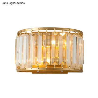 Postmodern Gold Wall Lamp With Crystal Shade