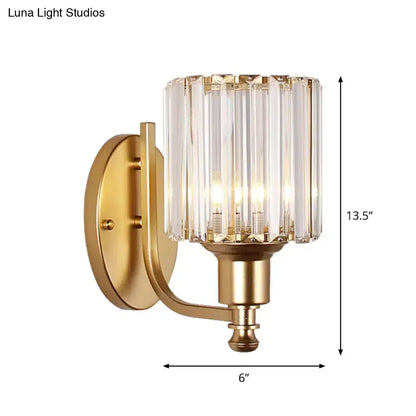Postmodern Gold Wall Lamp With Crystal Shade