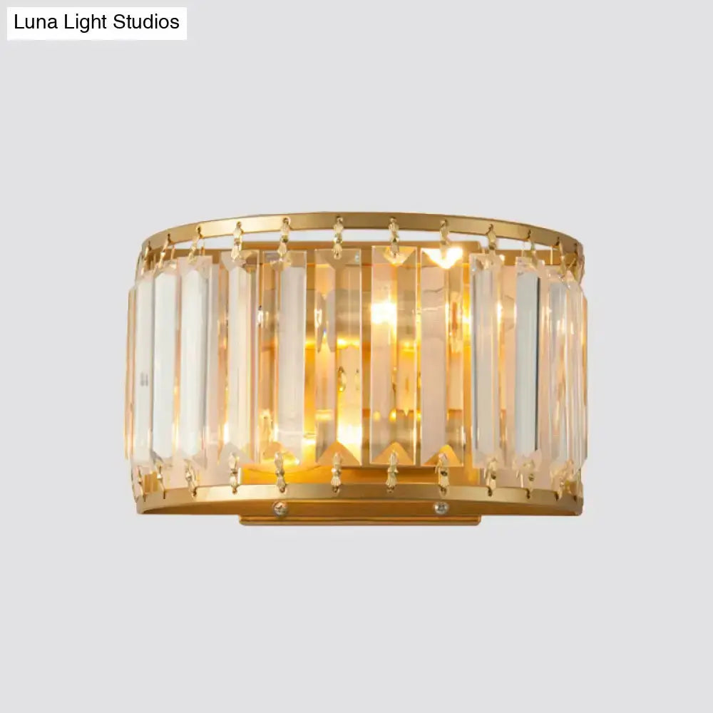 Postmodern Gold Wall Lamp With Crystal Shade