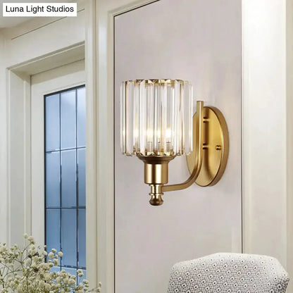 Postmodern Gold Wall Lamp With Crystal Shade