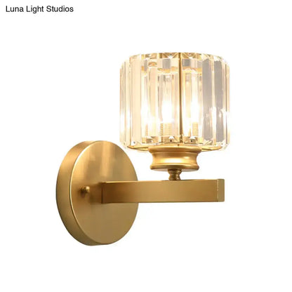 Postmodern Gold Wall Lamp With Crystal Shade