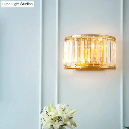Postmodern Gold Wall Lamp With Crystal Shade